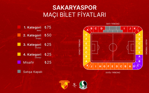 Sakaryaspor Maçının Biletleri Satışa Çıkıyor